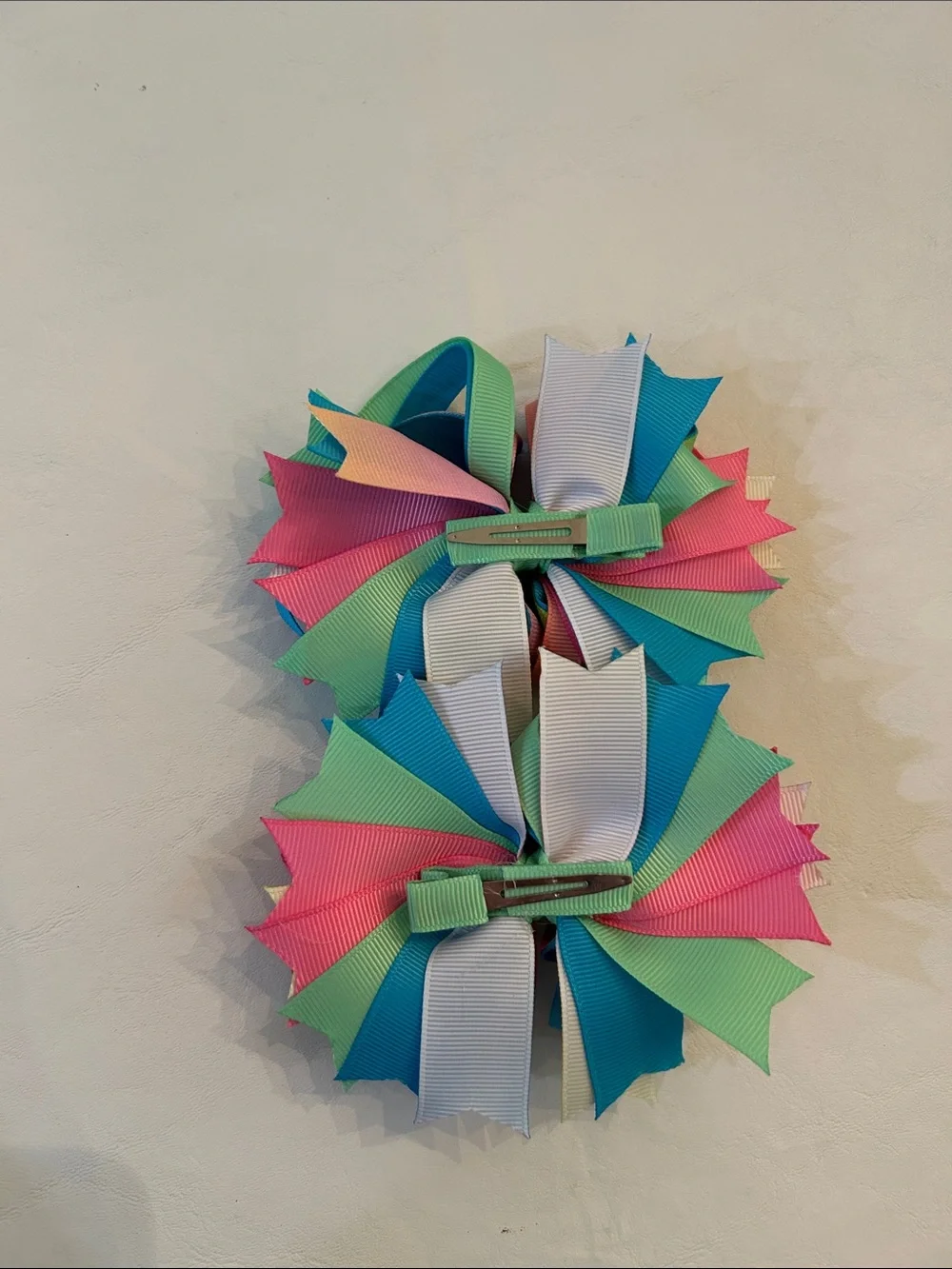 Bright Pastel Rainbow Ribbon Hair Bows